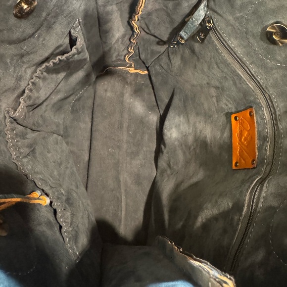 Patricia Nash Blue Tooled Leather Tote - Picture 2 of 13